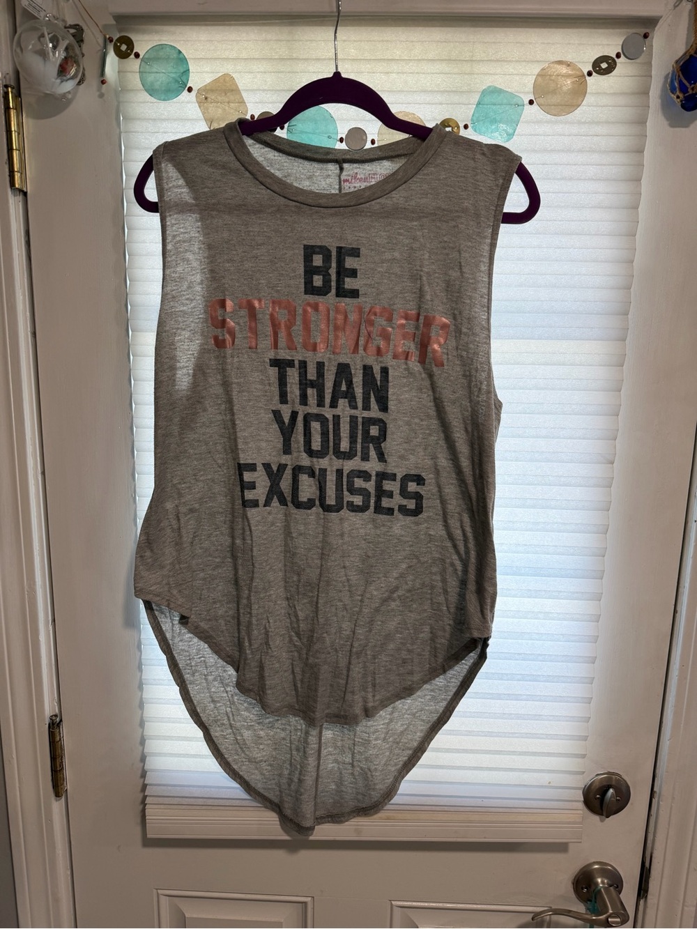 Gray Muscle Tee Tank with Motivational Graphic
